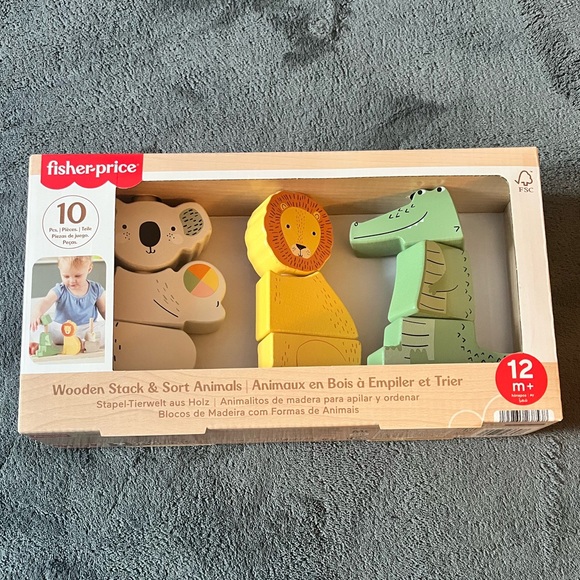Fisher Price Wooden Stack & Sort Animals Toy - Picture 1 of 2